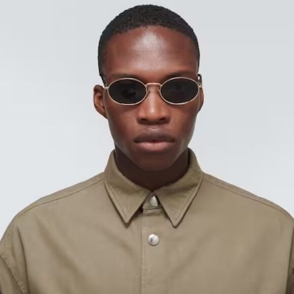 NEW Prada PR65ZS ZVN09T Pale Gold Dark Grey Oval Metal Unisex Sunglasses main image 4